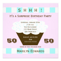 Cupcake 50th Surprise Birthday Party Invitation invitations