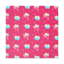 Cupcake and Balloons Pattern Canvas Print