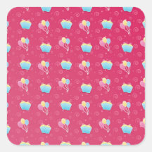 Cupcake and Balloons Pattern Stickers
