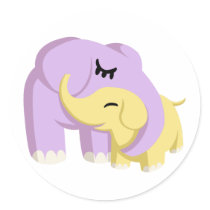 Cupcake and Butters the Elephants Round Sticker