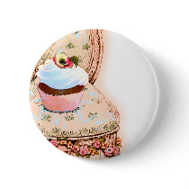 Cupcake and Chair Vintage Style Button Pin