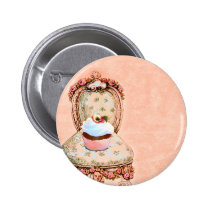 Cupcake and Chair Vintage Style Button Pin buttons