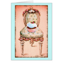 Cupcake and Chair Vintage Style Card
