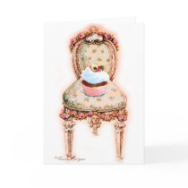 Cupcake and Chair Vintage Style Cards