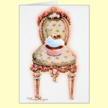 Cupcake and Chair Vintage Style Cards cards