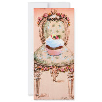 Cupcake and Chair Vintage Style Design Invitation Rack Card