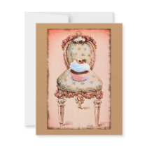 Cupcake and Chair Vintage Style Invitation Card