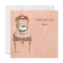Cupcake and Chair vintage Style Invitation Card