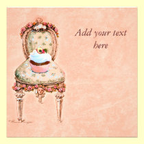 Cupcake and Chair vintage Style Invitation Card invitations