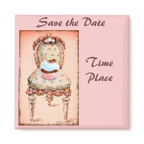 Cupcake and Chair Vintage Style Magnet
