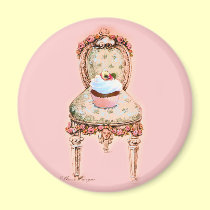 Cupcake and Chair Vintage Style Magnet magnets
