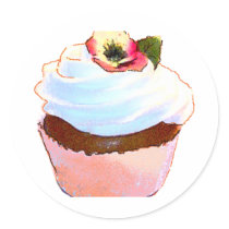 Cupcake and Chair Vintage Style Stickers Tags