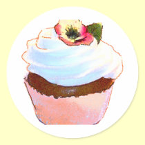 Cupcake and Chair Vintage Style Stickers Tags stickers