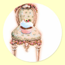 Cupcake and Chair Vintage Style Stickers Tags stickers