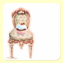 Cupcake and Chair Vintage Style Stickers Tags stickers