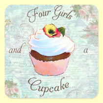 Cupcake and Pink Roses stickers