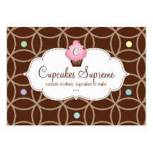 Cupcake Bakery Gift Certificate Stripes White Pink Business Cards