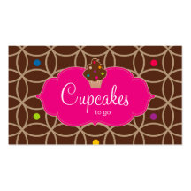 Cupcake Bakery Modern Dots Chocolate Pink Business Card Template