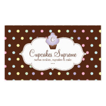 Cupcake Bakery Polka Dots Chocolate Mauve Business Card