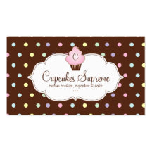 Cupcake Bakery Polka Dots Chocolate Pink Business Card