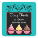 Cupcake Bakery Storefront Sign Square Stickers