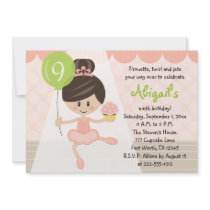 Cupcake Ballerina Birthday Brunette Custom Invitations
