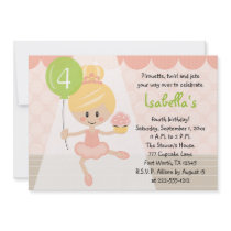 Cupcake Ballerina Birthday Invitations Blonde