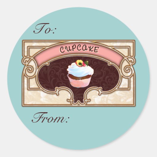 Cupcake Banner Victorian Style Stickers