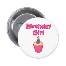 Cupcake Birthday Girl 3 Buttons