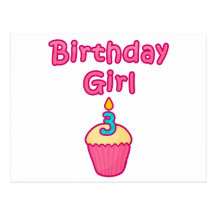Cupcake Birthday Girl 3 Postcards