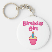 Cupcake Birthday Girl 6 Keychains