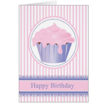 Cupcake Birthday Greeting Card - Pink Icing