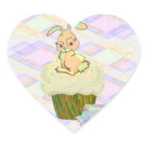 Cupcake Bunny Heart Stickers
