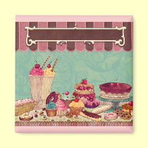 Cupcake Cake Party Sign Banner magnets