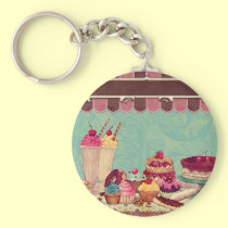 Cupcake Cake Party Sign Banner keychains