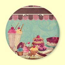 Cupcake Cake Party Sign Banner magnets