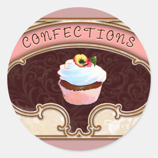 Cupcake Confections Vintage Style Sticker