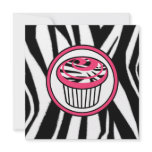 Cupcake Fashion Invitation - Zebra Print / Pink