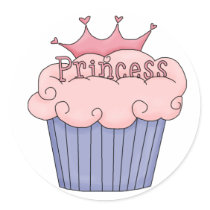 Cupcake For A Princess Round Stickers