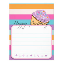 CUPCAKE HAPPY BIRTHDAY FLAT CARD CUSTOM INVITATION