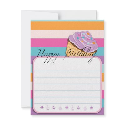CUPCAKE HAPPY BIRTHDAY FLAT CARD CUSTOM INVITATION by deidamia