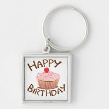 Cupcake Happy Birthday Keychain
