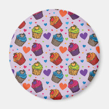 Cupcake Hearts Pattern Refrigerator Magnets
