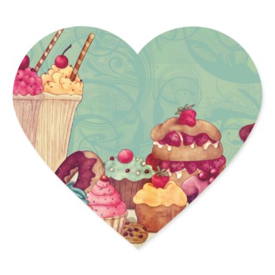 Cupcake & Ice Cream Patisserie Gift Tags Heart Sticker by lapapeteriedeParis