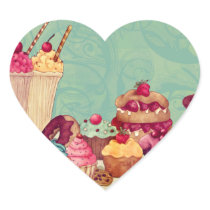 Cupcake & Ice Cream Patisserie Gift Tags Heart Sticker