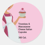 Cupcake Lady  Label Round Round Sticker