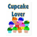 "Cupcake Lover"---Mound of Bright coloured cupcake Postcard