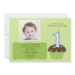 Cupcake PHOTO Birthday Invitation Babies 1st