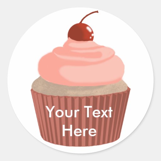 Cupcake-Pink and Red Round Sticker
