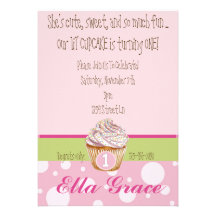 Cupcake & Polka Dots - Green Custom Invitations